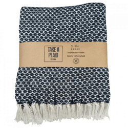 Take a Plaid 4 recycelte Baumwolle schwarz 125 x 150 cm