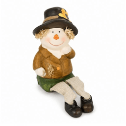 Statue Vogelscheuche sitzend Keramik 17 cm