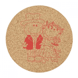 Untersetzer Kork Ehepaar rot 9,5 cm 4 Stk.