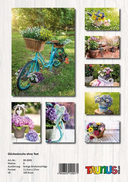 Blank greeting cards - 100 pieces - 8 motifs