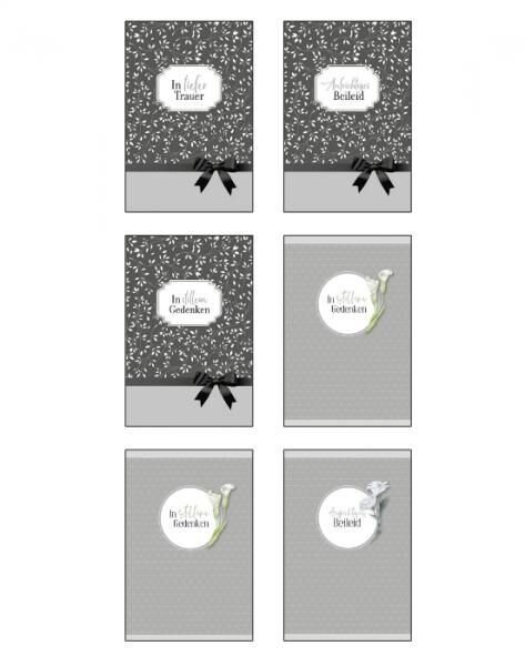Grey mourning card - 100 pieces - 6 motifs