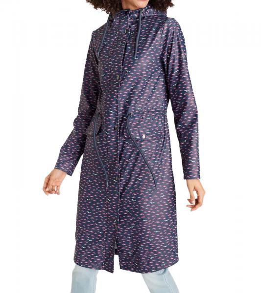 ALPENBLITZ Damen Regen-Mantel mit Allover-M&ouml;wen-Print Wind-Jacke Outdoor 91928016 Navy