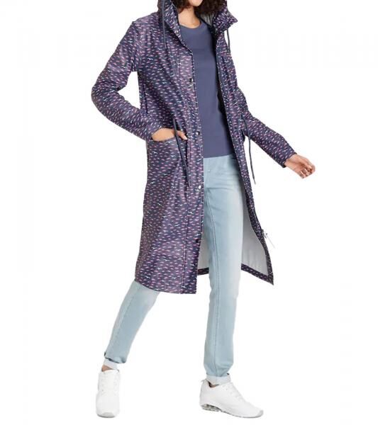 ALPENBLITZ Damen Regen-Mantel mit Allover-M&ouml;wen-Print Wind-Jacke Outdoor 91928016 Navy