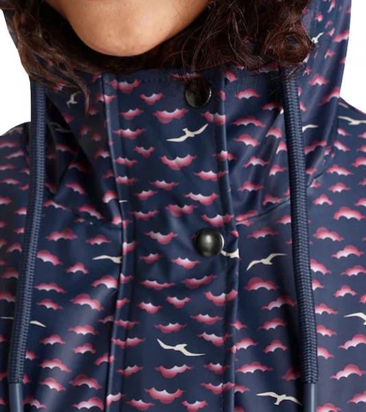ALPENBLITZ Damen Regen-Mantel mit Allover-M&ouml;wen-Print Wind-Jacke Outdoor 91928016 Navy
