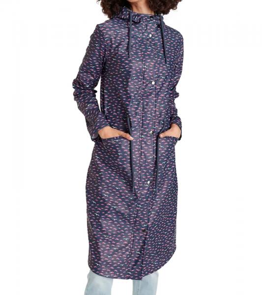 ALPENBLITZ Damen Regen-Mantel mit Allover-M&ouml;wen-Print Wind-Jacke Outdoor 91928016 Navy