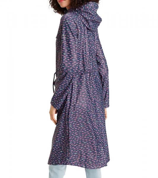 ALPENBLITZ Damen Regen-Mantel mit Allover-M&ouml;wen-Print Wind-Jacke Outdoor 91928016 Navy