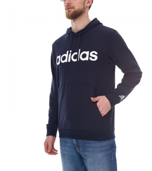 adidas Essentials French Terry Linear Logo Hoodie nachhaltiger Herren Sweater mit K&auml;ngurutasche GK9066 Blau