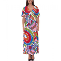 farbenfrohes Damen Sommer-Kleid Jersey-Kleid im Allover-Druck Design 933255 Bunt