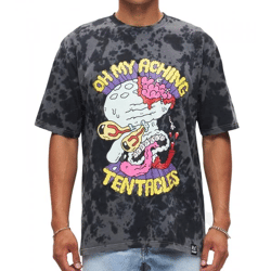RE:COVERED X nickelodeon Herren T-Shirt SpongeBob Schwammkopf Baumwoll-Shirt Rundhals-Shirt RCVCM685 Schwarz