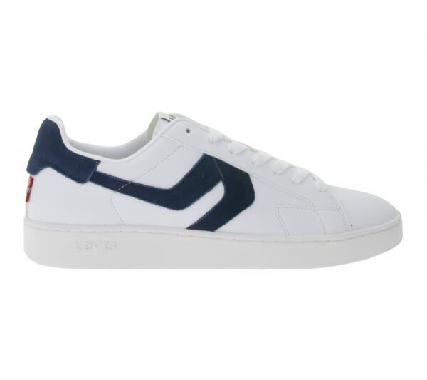 LEVI&acute;S Swift Damen & Herren Freizeit-Sneaker Turnschuhe im Leder-Overlay-Look Schn&uuml;r-Schuhe 235658-846N Wei&szlig;/Navy