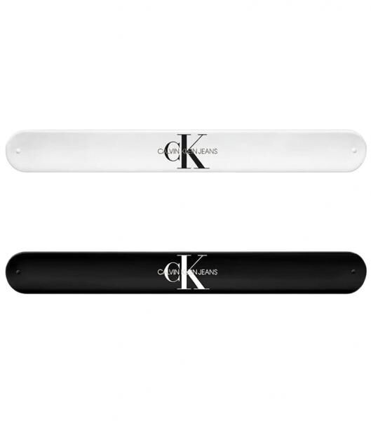 2er Pack Calvin Klein Slap-Armb&auml;nder mit "Calvin Klein Jeans"-Logo Arm-Schmuck 20,5 cm KJJLBB850200 Schwarz/Wei&szlig;