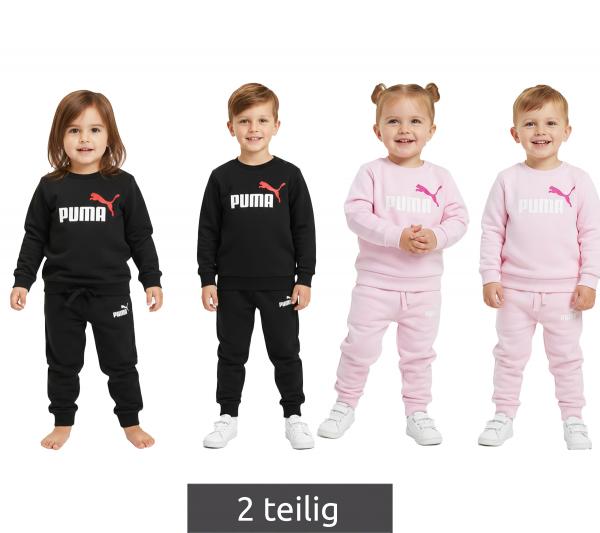 bequemer PUMA Kinder Jogging-Anzug für Jungen und Mädchen 2 teiliger Sweat-Jogger Rundhals-Pullover Baumwoll-Set 627915 in Schwarz oder R