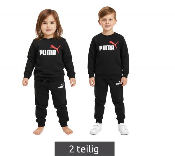 bequemer PUMA Kinder Jogging-Anzug f&uuml;r Jungen und M&auml;dchen 2 teiliger Sweat-Jogger Rundhals-Pullover Baumwoll-Set 627915 01 Schwarz