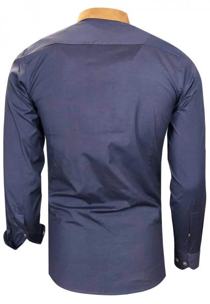 Modernes Langarm-Hemd f&uuml;r Herren mit kontrastfarbigen N&auml;hten Business-Shirt Freizeit-Hemd 76 Anthrazit