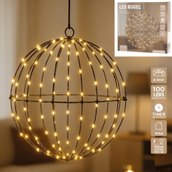 LED Kugel, schwarz, 100LEDs, 20cmD