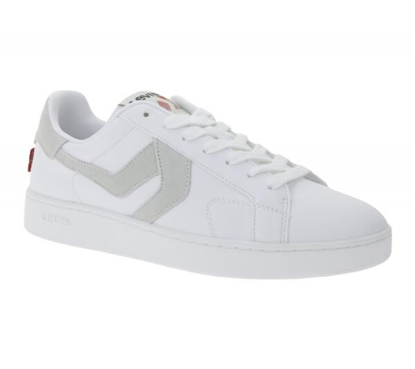 LEVI&acute;S Swift Damen & Herren Freizeit-Sneaker Turnschuhe im Leder-Overlay-Look Schn&uuml;r-Schuhe 235658-846G Wei&szlig;/Grau