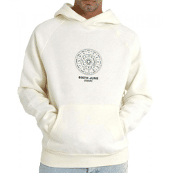Sixth June Oversized Zodiac Signs Herren Kapuzen-Pullover Sweat-Hoodie mit Sternzeichen Print 22629 Hellbeige