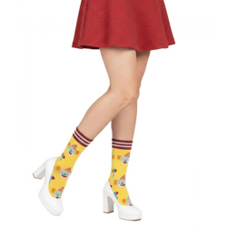 1 Paar Moustard Clown Baumwoll-Socken mit Clown-Print und Ballons gemusterte lange Strümpfe 20S-CLOWN-W Gelb/Rot/Weiß