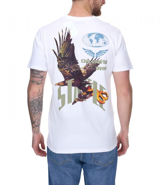 STAPLE Montrose Herren Baumwoll-Shirt mit gro&szlig;em Vogel-R&uuml;ckenprint T-Shirt Rundhals-Shirt 2209C6996 Wei&szlig;