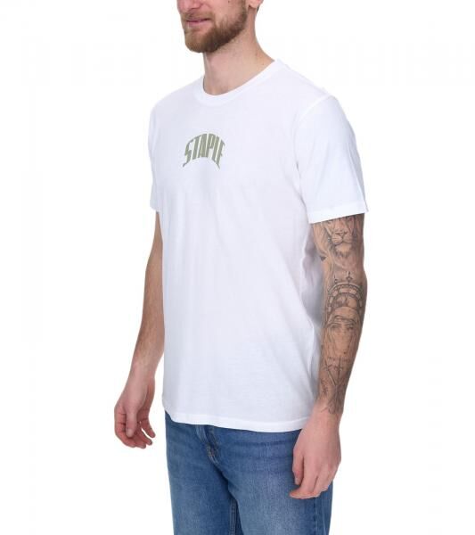 STAPLE Montrose Herren Baumwoll-Shirt mit gro&szlig;em Vogel-R&uuml;ckenprint T-Shirt Rundhals-Shirt 2209C6996 Wei&szlig;