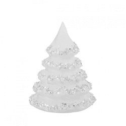 J-Line Weihnachtsbaum aus Glas „Moon“, weiß/silberfarben, 16 cm
