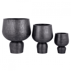 PTMD Blumentopf Wayan aus Aluminium, schwarz, 59 cm, 3er-Set