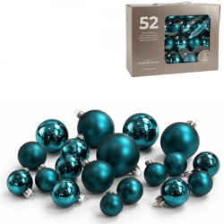 Glazen kerstballen blauw 7 cm 52 stuks