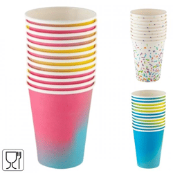 Papieren bekers 200 ml 12 stuks 3 assorti