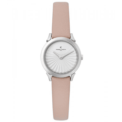 Pierre Cardin Damen Armband-Uhr Ziffernblatt analoge Quarz-Uhr mit Leder-Armband 3ATM 27mm CPI.2506 Rosa/Weiß/Silber