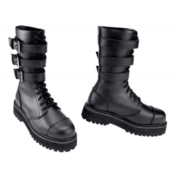 Striking Brandit Unisex Platform Phantom Buckle Boots, Genuine Leather Boots with Steel Toe Caps, Lace-Up Boots, Second Choice – Minor Cosmetic Flaws 90