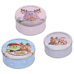 Gebäckdose Mutmacher, Xmas, 3er Set, rund