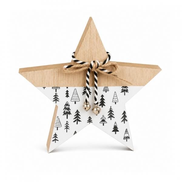 Out of the Blue Weihnachtsstern mit Schleife, Holz, 15,5 cm