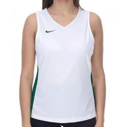 NIKE Team Fitness Women's Tank Top with DryFit Sports Shirt Workout Shirt NT0211-104 White/Green