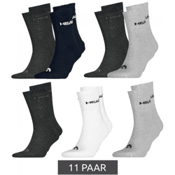 11 Paar HEAD All Sports Socken Damen und Herren Trainings-Socken Sport-Strümpfe 701236921 in Schwarz, Blau, Grau, Weiß