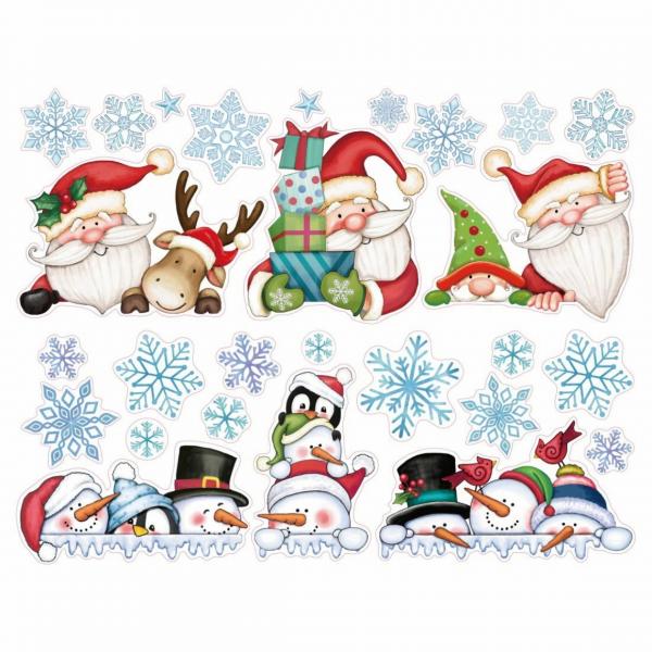 Fensteraufkleber Weihnachtsmann/Schneemann 59,5 cm