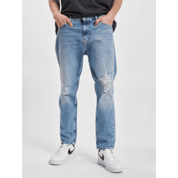 moderne Calvin Klein Herren Jeans Straight Fit Reißverschluss Taschen mit Baumwolle Blau