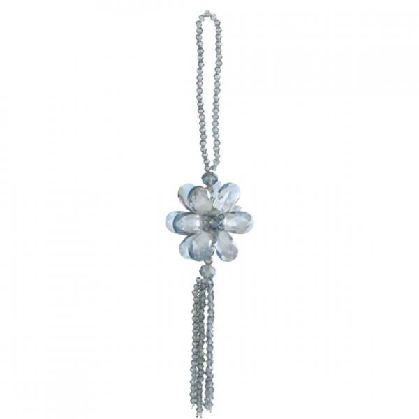 J-Line-Anhänger mit Perle und Blume, hellblau, 22 cm