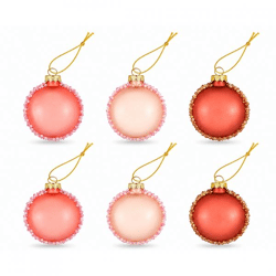 Kerstbal glas Macaron nude 6 cm set van 6