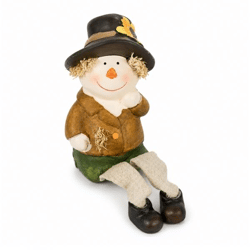 Statue Vogelscheuche sitzend Keramik 17 cm