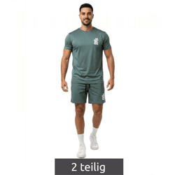 2-teiliges ON THAT ASS Reno Herren Sport-Set Trainings-Set Gym Outfit mit T-Shirt & Shorts Grün