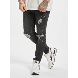 lässige 2Y Premium Herren Jeans Skinny Fit Stretch Taschen mit Baumwolle Schwarz