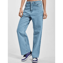 stylische Denim Project Damen Jeans Straight Fit Reißverschluss Taschen Blau