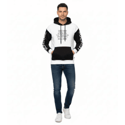 Hollister X Social Tourist Herren Hoodie mit Kapuze Baumwoll-Pullover Oversized 365-352-0001-101 Weiß/Schwarz