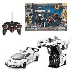 RC police car transforming robot with light