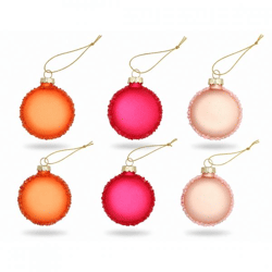 Kerstbal glas Macaron oranje 6 cm set van 6