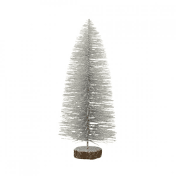 J-Line kerstboom op voet glitter zilverkleurig 29 cm