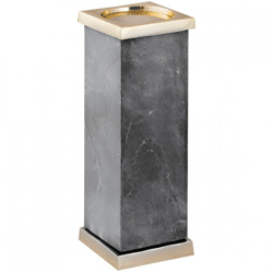 PTMD Kerzenhalter Alanna Marmor schwarz/gold 33,5 cm