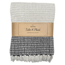 Take a Plaid 12 recycelte Baumwolle schwarz 130 x 180 cm