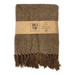 Take a Plaid 17 recycelte Baumwolle braun 125 x 150 cm