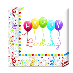 Happy Birthday Streamers - 20 Papierservietten (2-lagig) 33x33cm